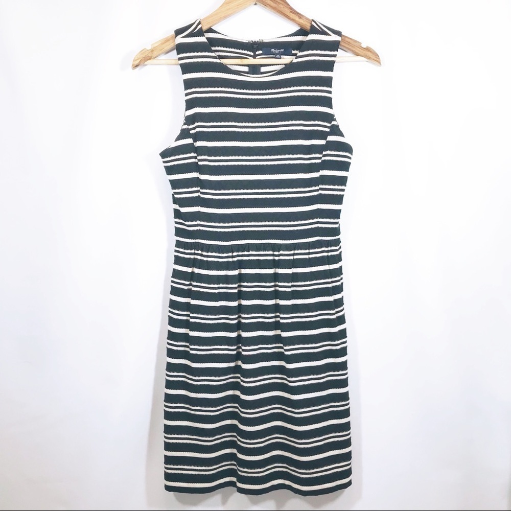 Madewell Black and White Striped Sleeveless Mini Dress